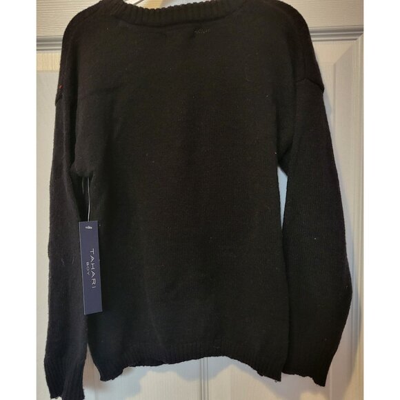Tahari Santa & Elves Sweater Size 4T Black Knit Long Sleeve, NWT - Picture 4 of 5